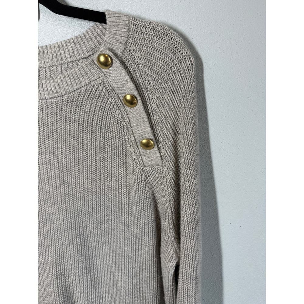 J.Crew Womens Heather Gray Ribbed Knit Button Shoulder Sweater Sz Small Pullover - Picture 3 of 10